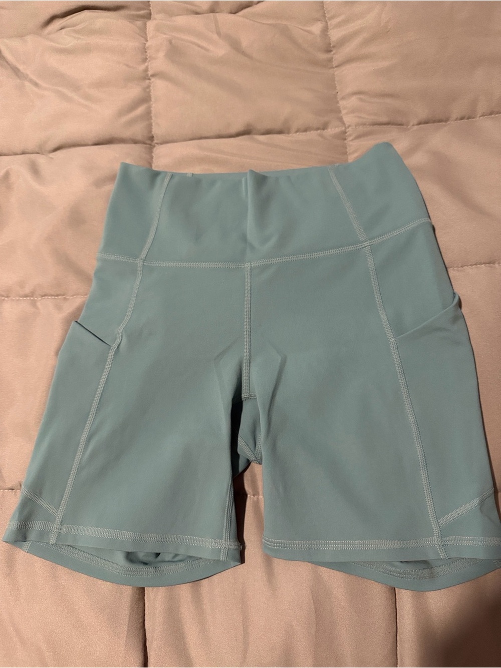 Fabletics High-Waist Aqua Green Performance Bike Shorts